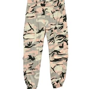 V.I.P. Pink Camo Cargo Joggers Womens 9/29 High Rise Stretch Utility Pants